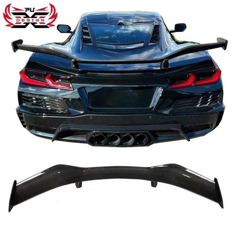 

Идеально подходит для Chevrolet Corvette C8 Z06, сухой задний спойлер из углеродного волокна, спойлер с корнем крыла, комплект кузова