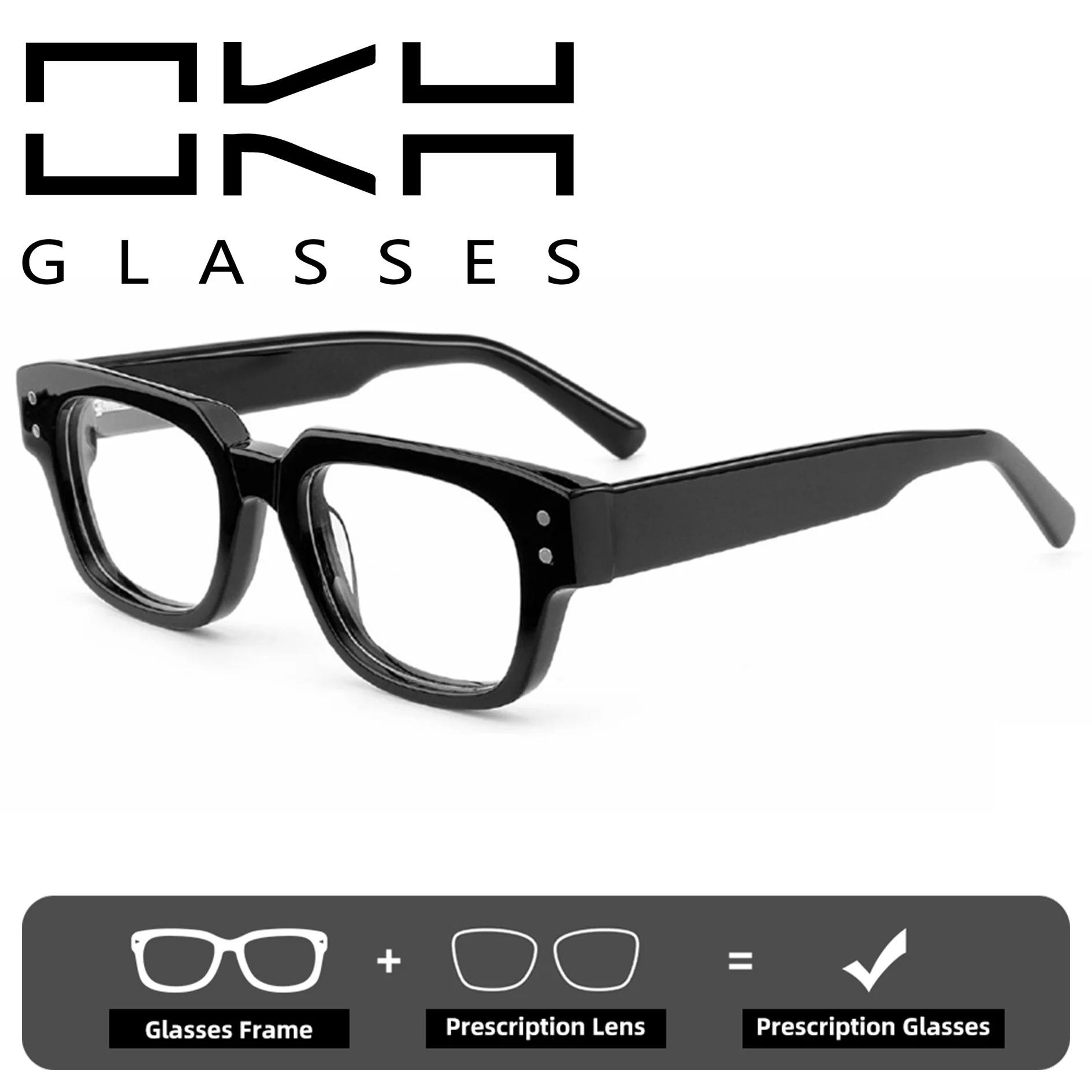 

OKH Myopia Progressive Eyeglasses Men Women Custom Prescription Anti Blue Light Optical Reading Half Frame Daily Casual Eyewear