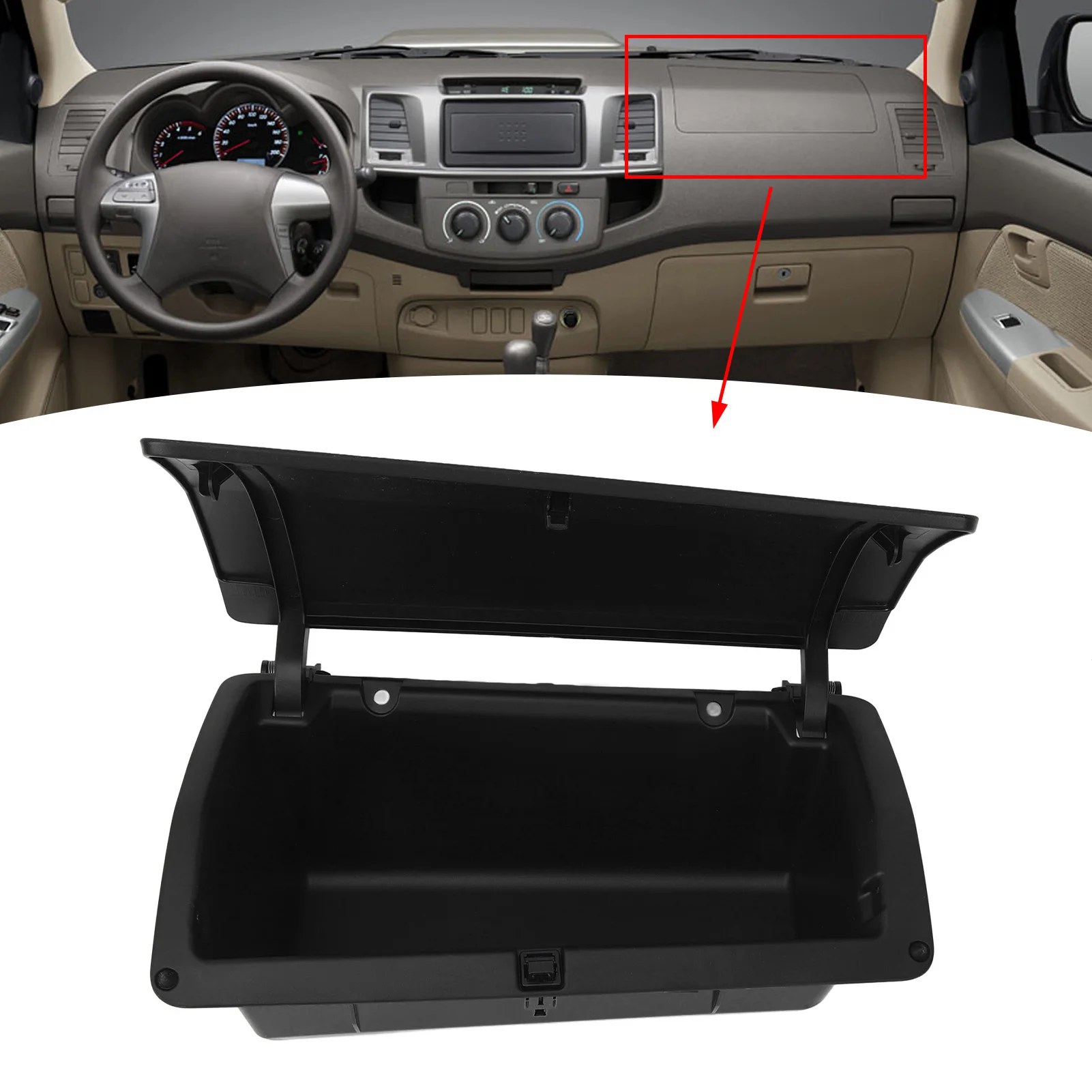 

Коробка для хранения для салона приборной панели LHD 55042 0K020, стильный органайзер для салона приборной панели, сменная коробка для Toyota Hilux Vigo, Черная