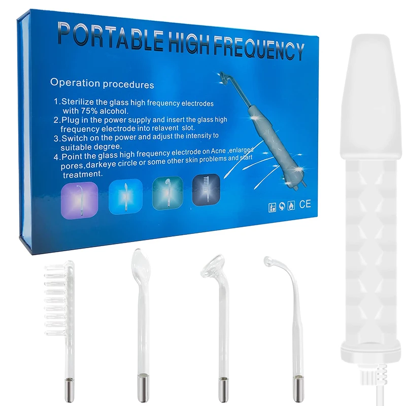 Portable Handheld High Frequency Skin Therapy Wand Electrode Glass Tube Skin Wrinkle Reducing Alta Frecuencia Wands
