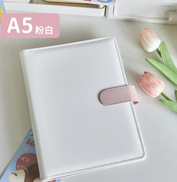 Kawaii Candy Color A5 Binder Photocards Cover Kpop PU Leather Collect Book Loose leaf Photo Cards Album Storage Book Stationery