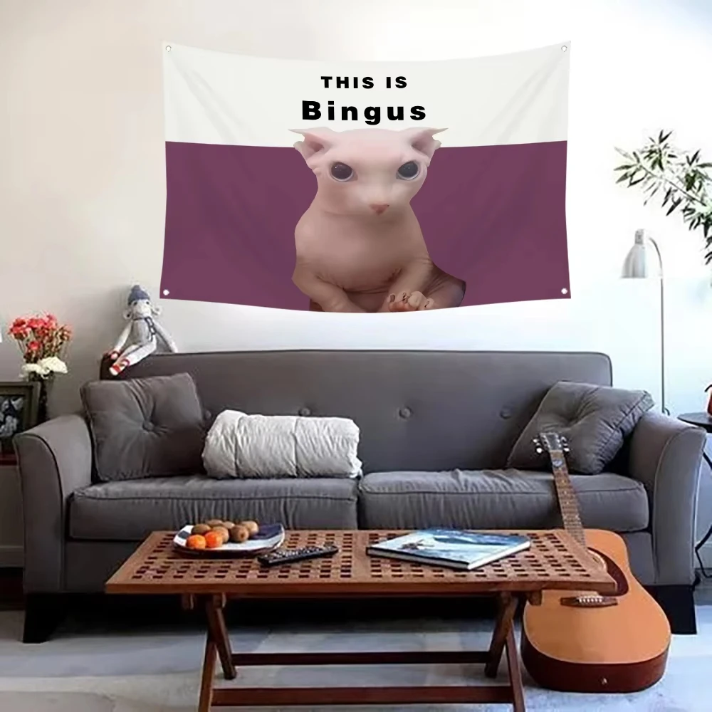 Wandteppich mit Bingus-Katzenflaggen, Wandbehang, leicht, Heimdekoration für Schlafzimmer, Wohnzimmer, Schlafsaal, Büro