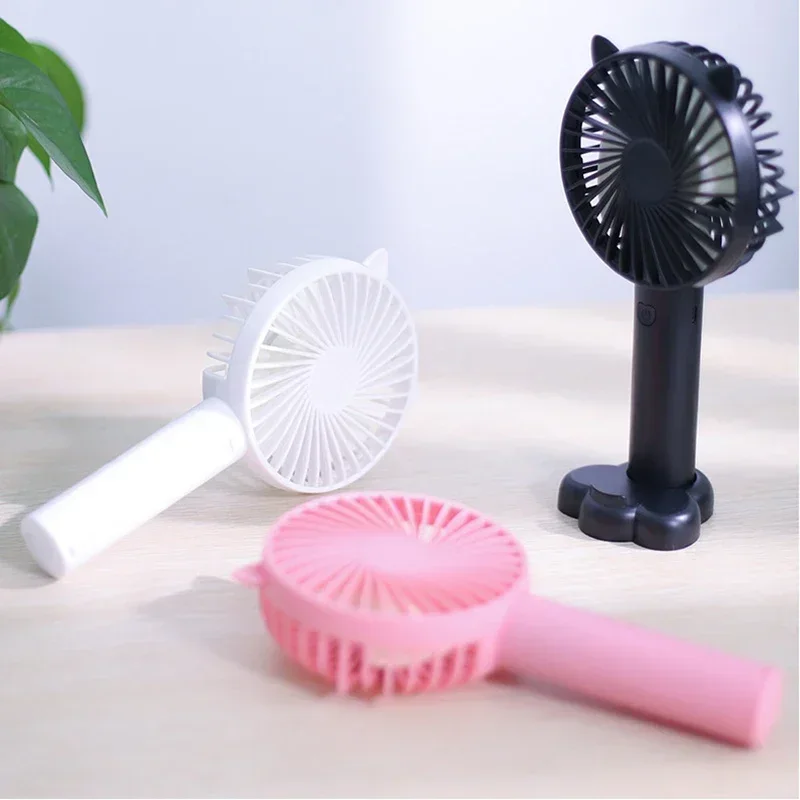 

Mini Handheld Fan Portable Rechargeable Battery Operated Cooling Desktop with Base 3 Modes for Home Office Travel Outdoor