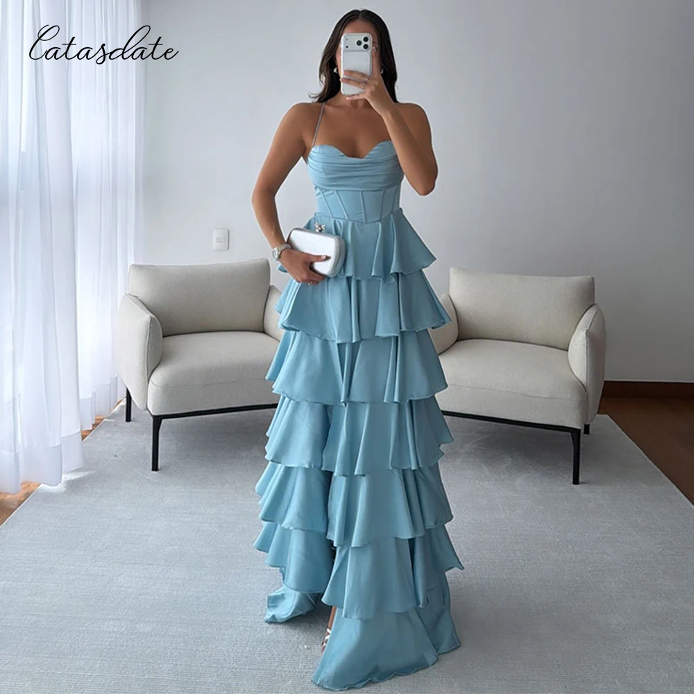 

Catasdate A Line Formal Evening Dress Multilayers Satin Party Dress فساتين مناسبة رسمية for Women Customized