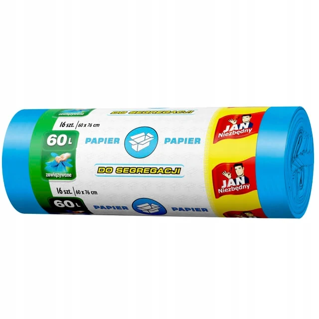 Papieren vuilniszakken van 60 liter, sterk 16-delig, blauw