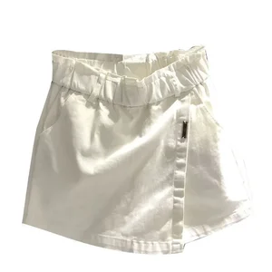 تنورة الدنيم القصيرة عالية الخصر مرنة نصف تنورة كبيرة جدا رقيقة على شكل حرف A خط ملفوفة الأرداف السمين السراويل الأوروبية متعددة الاستخدامات جديد أفضل 10 تنورة مبيعات للنساء السمينات - No7