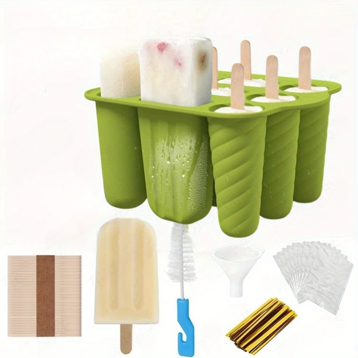 

Silicone Ice Molds Set with 9 Reusable Popsicle Sticks, Lead-Free Homemade Ice Cream Maker Kit for Summer Treats