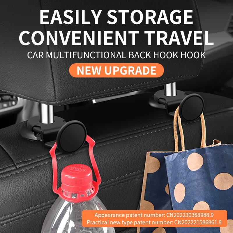 

2PCS Car Fastener Hang Hooking Headrest Clip Hooks For Bags Clothes Coats Auto Storage Holder Bag Organizer Interior Accessories