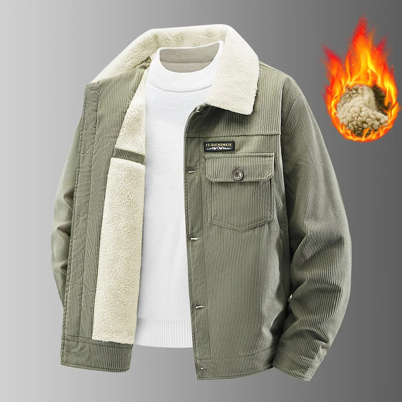 2025 neue Winter Männer Cord Fleece Jacken Warme Parkas Mäntel Männlichen Outwear Casual Mäntel Qualität Männer Lose Werkzeug Jacken