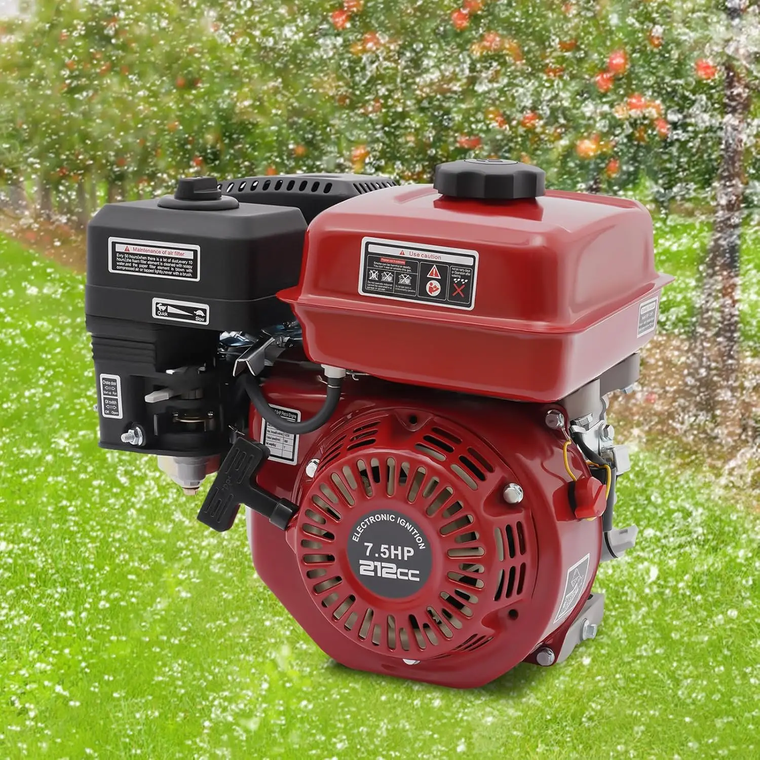 7.5HP Gas Power Household Engine Petrol Motor, 4-Stroke Pull Start Gas Engine Irrigation Air-Cooled Petrol Motor, 3000W