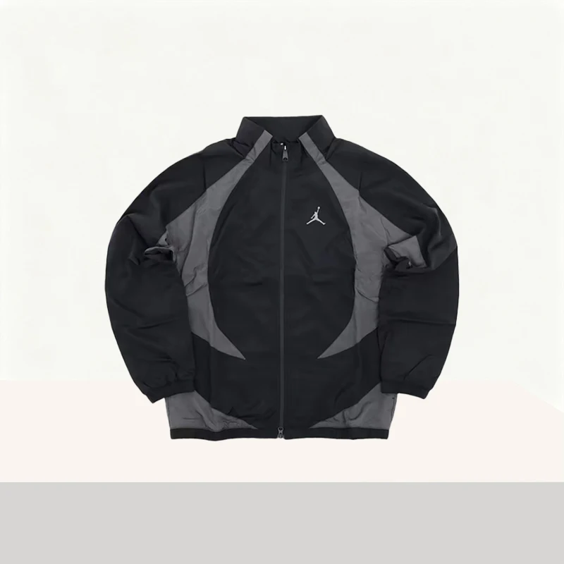 Nike Trendy, Fashionable, Breathable, Versatile, Color-Blocked Stand-Up Collar Zipper Jacket—Unisex, Black DX9368-011