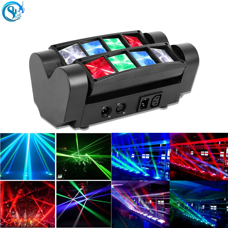 Stage Equipment Mini 8x3w RGBW LED 4in1 Beam Moving Head Lights DMX Control for DJ Disco Dance Wedding