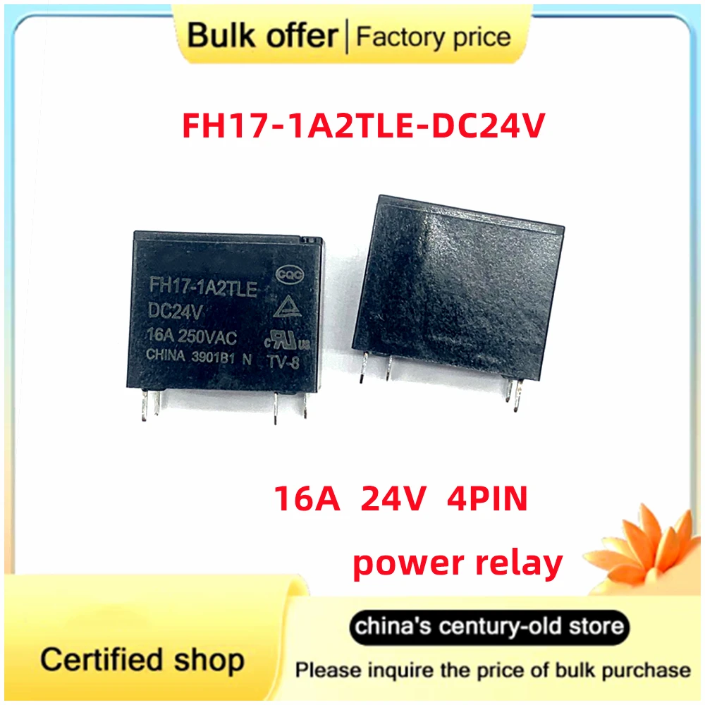 Relé de potencia Original, FH17-1A2TLE-DC5V/DC12V DC24V 16A 250vac 4pin 5V 12V 24V, lote de 5 unidades