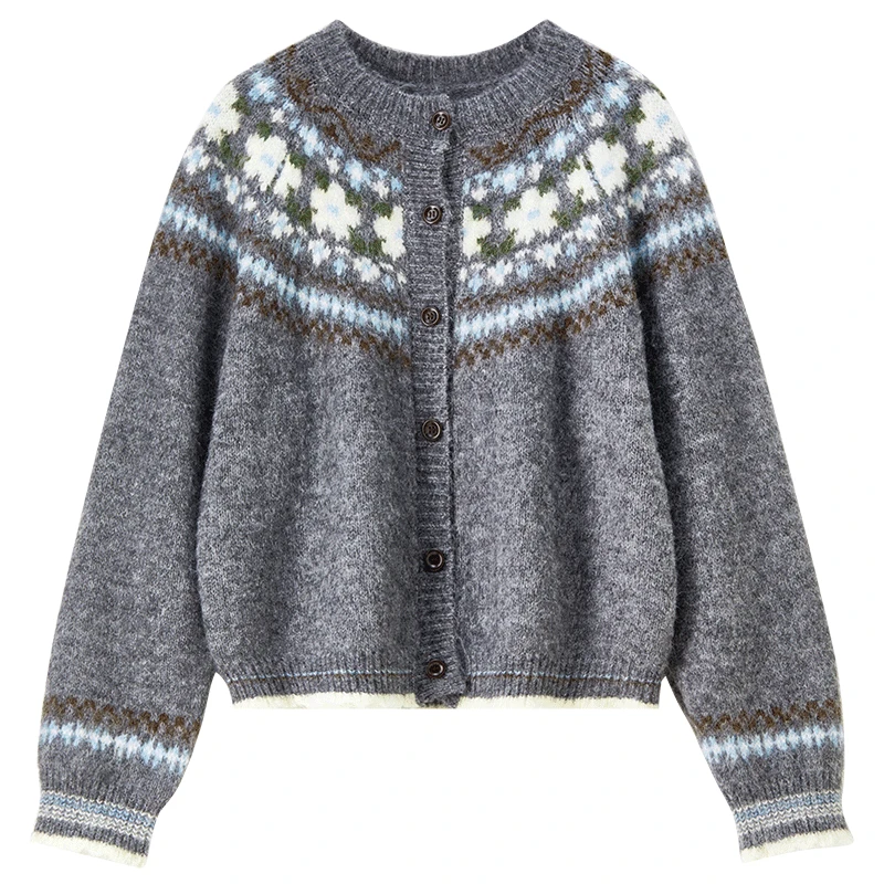 Women's Warm Jacquard Cardigan - Autumn Winter Fashion Top
