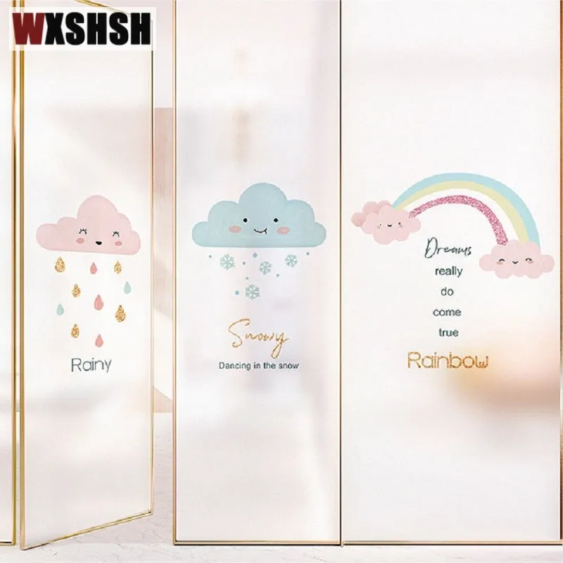 Custom Size Static Cling Window Covering PVC Cloud Cute Glass Sticker Home Decals For Children's Room Living Room