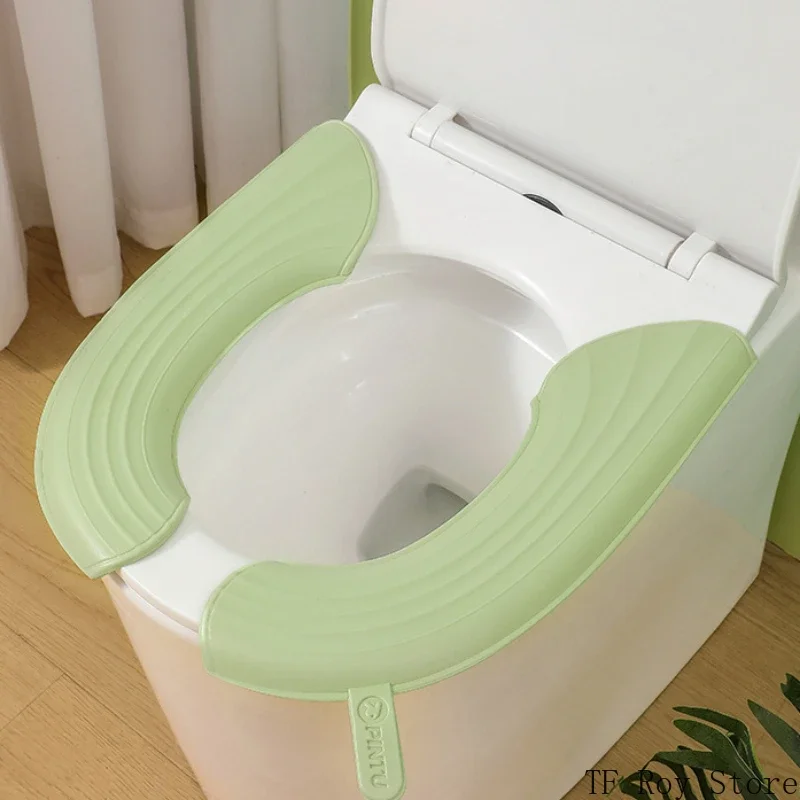 Waterproof EVA Adhesive Toilet Cover Cushion WC Toilet Sticky Seat Pad Bathroom Seat Lid Cover Household Universal Four Seasons