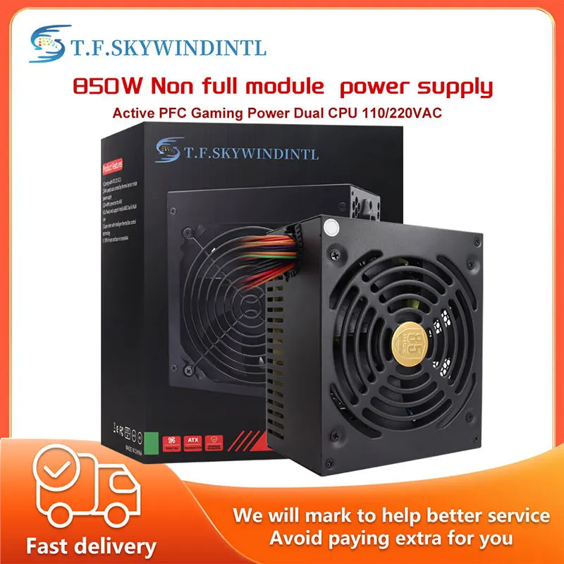 

850W Power Supply 80 Plus Gold PSU Standard 120mm Silent Fan Non-modular ATX Computer Power Source for Desktop Gaming PC Server