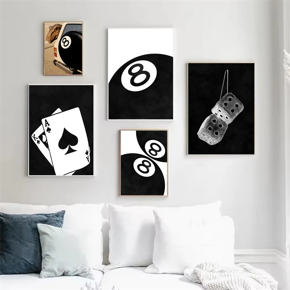 

Black and White No Ball Posters and Prints Billiards Club Theme Wall Art Canvas Painting Picture Living Room Corridor Home Decor