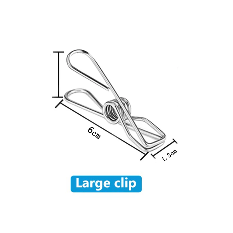 6cm 10-100 Clips Clothes Pegs Clothespins Stainless Steel Metal Decoration Storage Kitchen Organizer Tool Cloth Pin Clip Holders