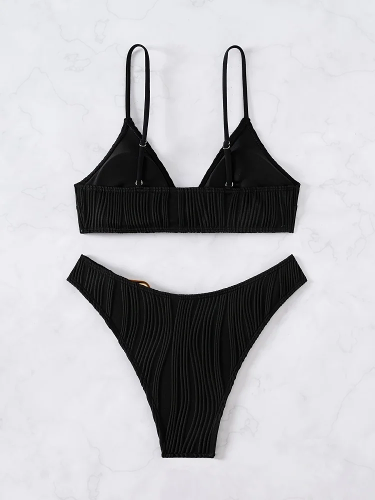 ビキニ レディース 水着 2026 新作 ブラック スリング リブ編み ビキニセット セクシー Tバック水着 夏 ツーピース ビーチウェア 水着 女性用