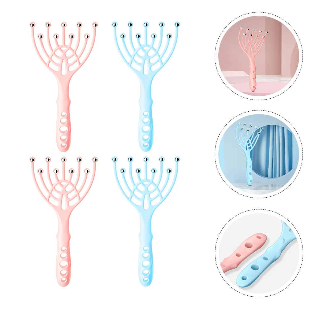 

4 Pcs Head Massager Easy to Use Scalp Relaxing Tool Care Five Claws Deep Handheld Steel Ball Practical Stress