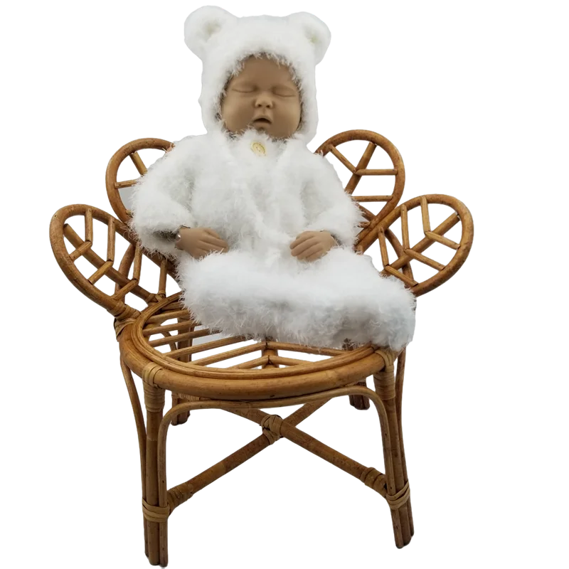 Newborn Photography Props Vintage Rattan Flower Chair Infant Basket Photoshoot Chair Bed Photo Posing Prop Baby Crib Accessories