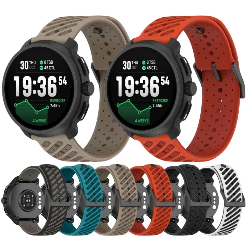 

Эргономичный силиконовый ремешок для часов 22 мм с несколькими отверстиями, устойчивый к поту, прочные ремешки, удобный браслет для часов Race2