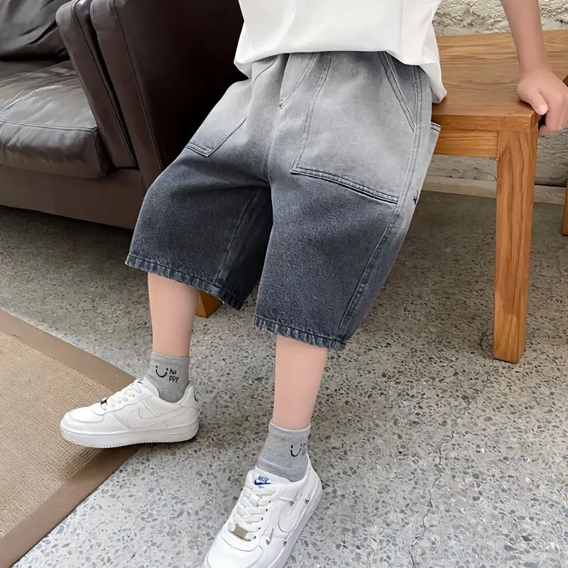 Short d'été en jean pour garçons, salopette pour enfants, pantalons décontractés pour enfants, pantalons fins pour garçons