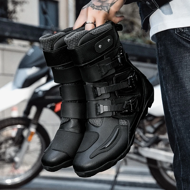 Outdoor Off-road Motorcycle Boots Six Colors For Men Urban Highways Motorcycle Shoes Rubber Sole Motorcycle Short Boot Buckle