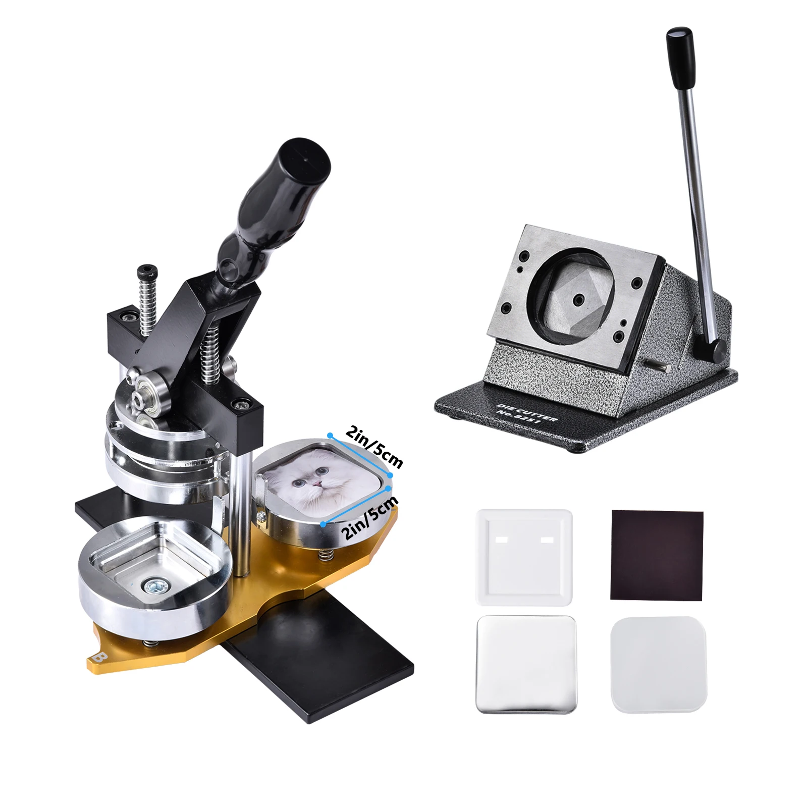 

2x2in Heavy-Duty Magnet Maker, Complete Kit with Press, Cutter, and 100 Consumables for Homes, Offices, and Schools