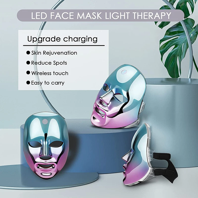 7 Farben Licht LED Gesichts maske mit Hals koreanische Photonen therapie Gesichts maske Rotlicht therapie Akne Falten entfernung Schönheit Hautpflege