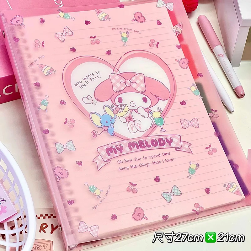 Sanrio My Melody transparently Cover Notebooks Kawaii Cute Anime Cartoon Student Handbook Stationery Notepad Toys Girls Gifts