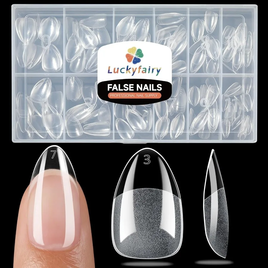 

Short Almond Nail Tips 240pcs Soft Nail Gel Tips PreShaped Acrylic Fake Nails Half Matte Full Cover Clear Gelly Pr on Flase Nai