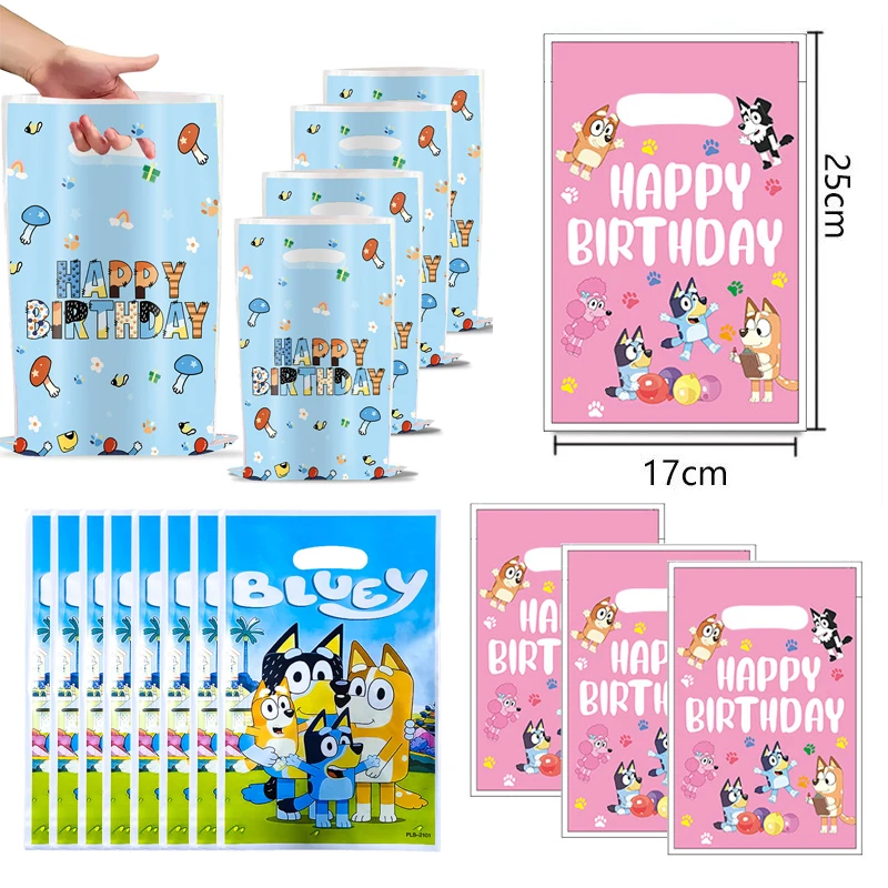 10/20/30 Uds. Bolsas de regalo de fiesta azul de 3 colores con asa, bolsas de regalos, bolsa de embalaje de dulces, bolsa de botín, decoración de fiesta de cumpleaños para niña y niño