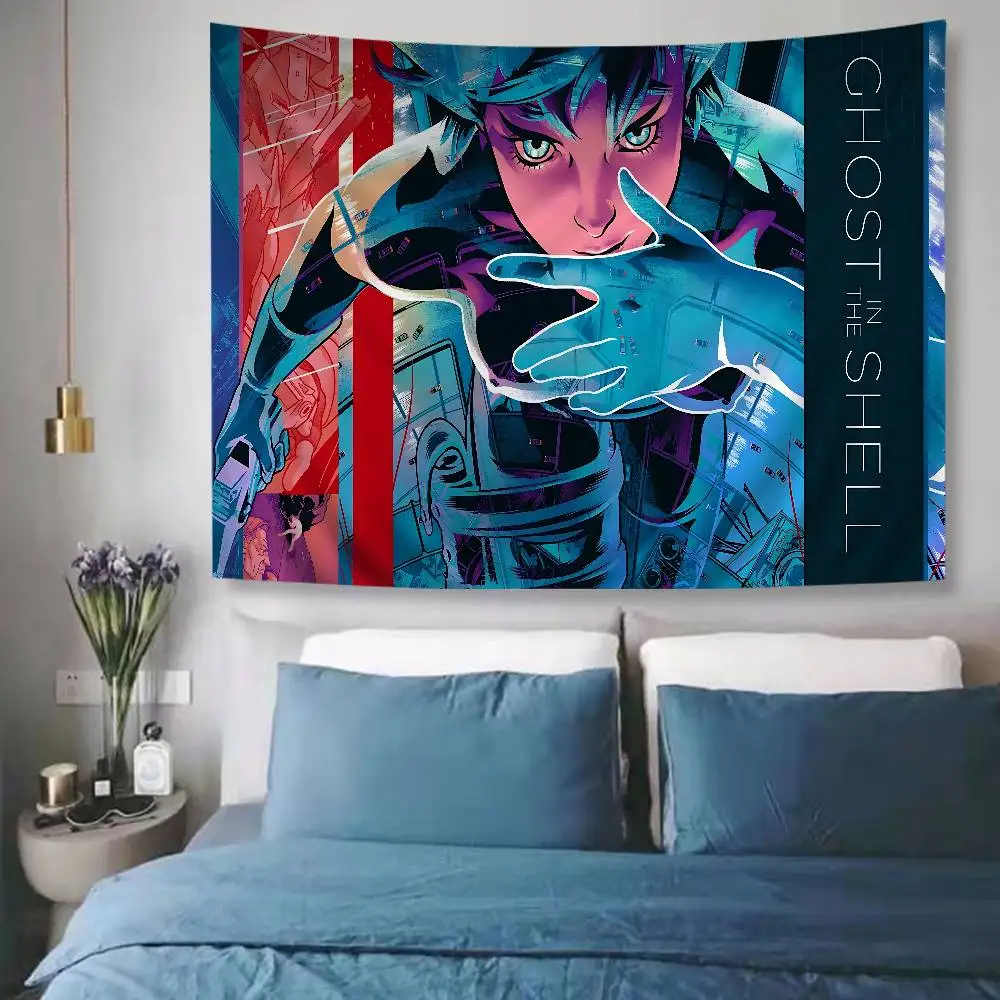Ghost In The Shell Anime Tapestry Art Printing Japanese Wall Tapestry Anime Wall Hanging Home Decor