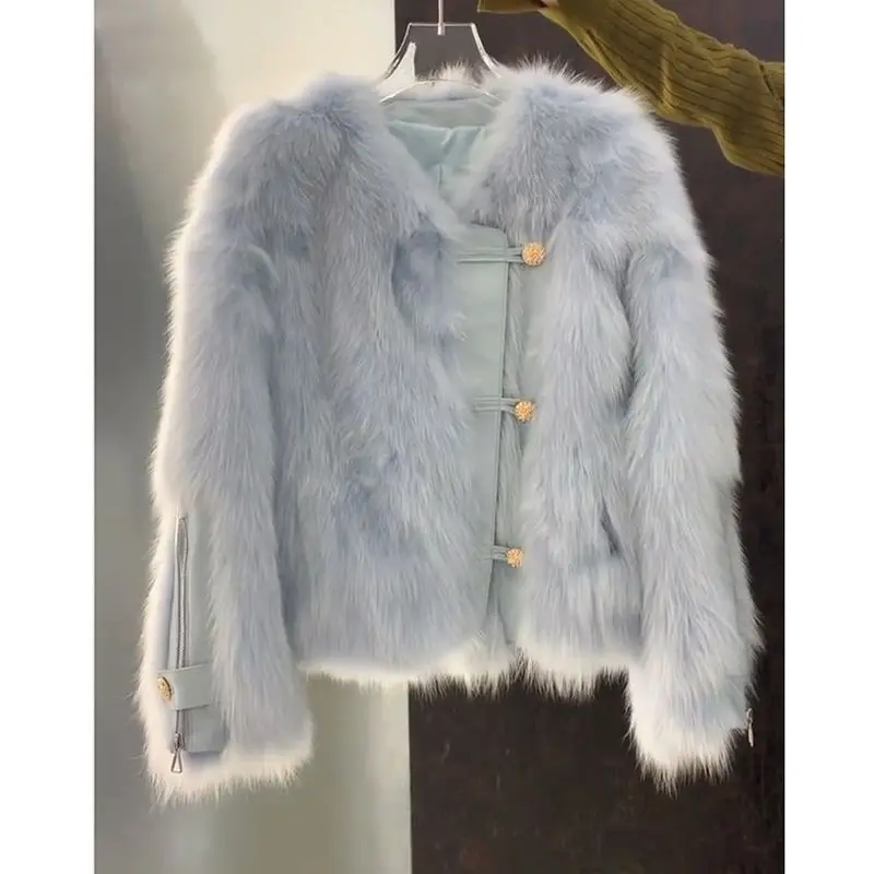 سترة جديدة على الموضة لعام 2025 من الفرو الصناعي اللطيف والدافئ للنساء معطف بأكمام طويلة معطف أمامي ملابس خارجية نسائية أنيقة Wh123