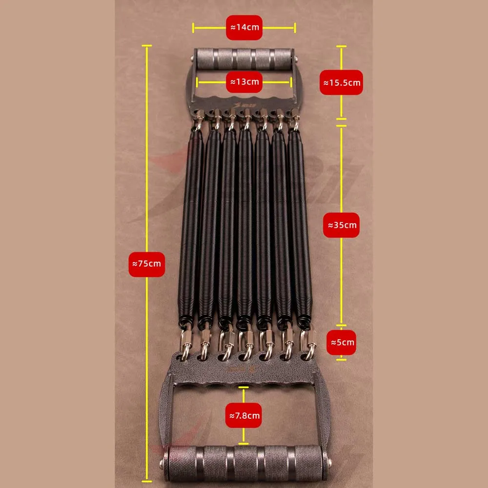 Chest Expander, Heavy‑Duty Full‑Metal Spring Pull Exerciser 50‑157KG, 35cm Spring, Rotatable Metal Hand with Extra Spare Spring