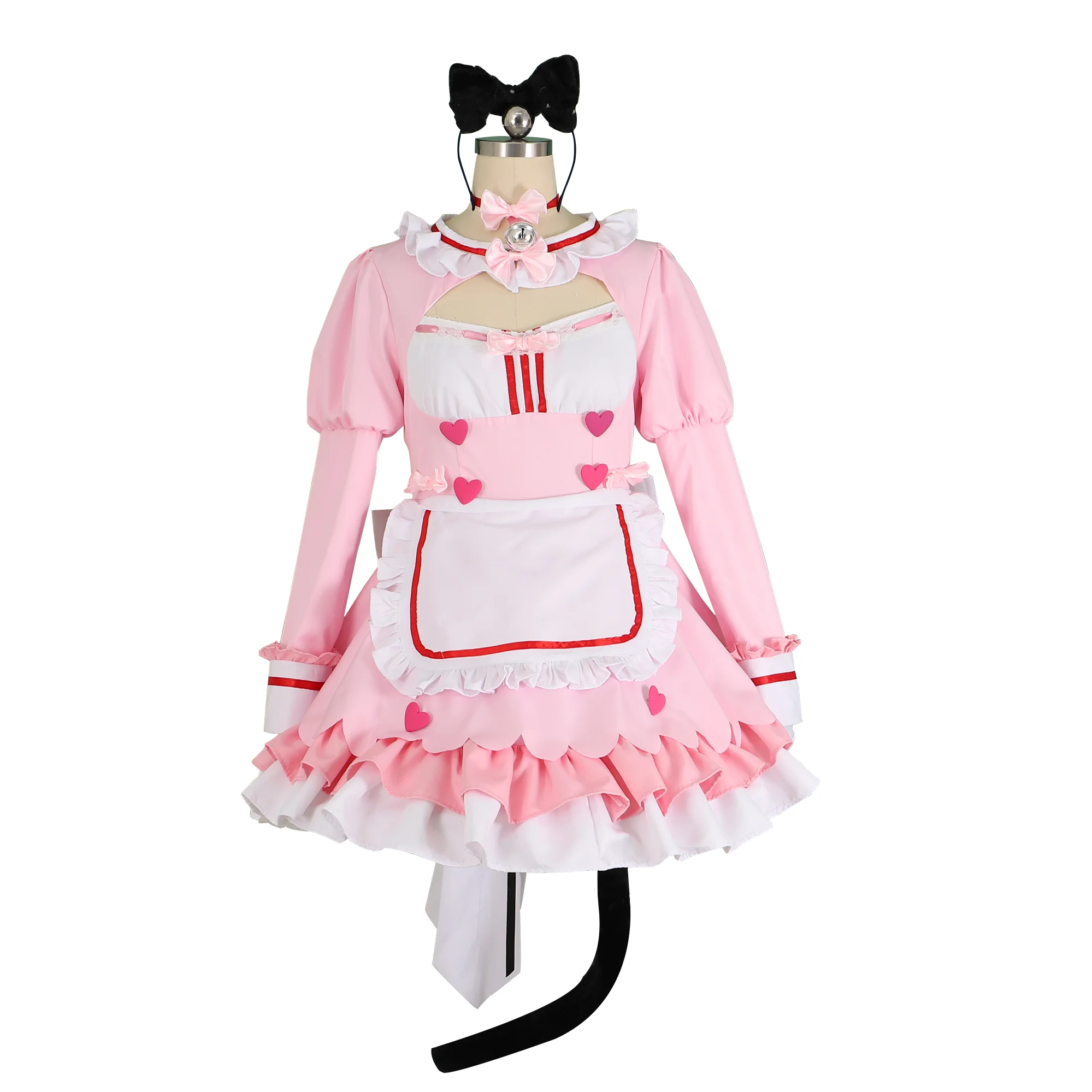 

Anime Nekopara Cosplay Chocola Costume Pink Lolita Dress Christmas Party Maid Outfits Vanilla Kawaii Suit