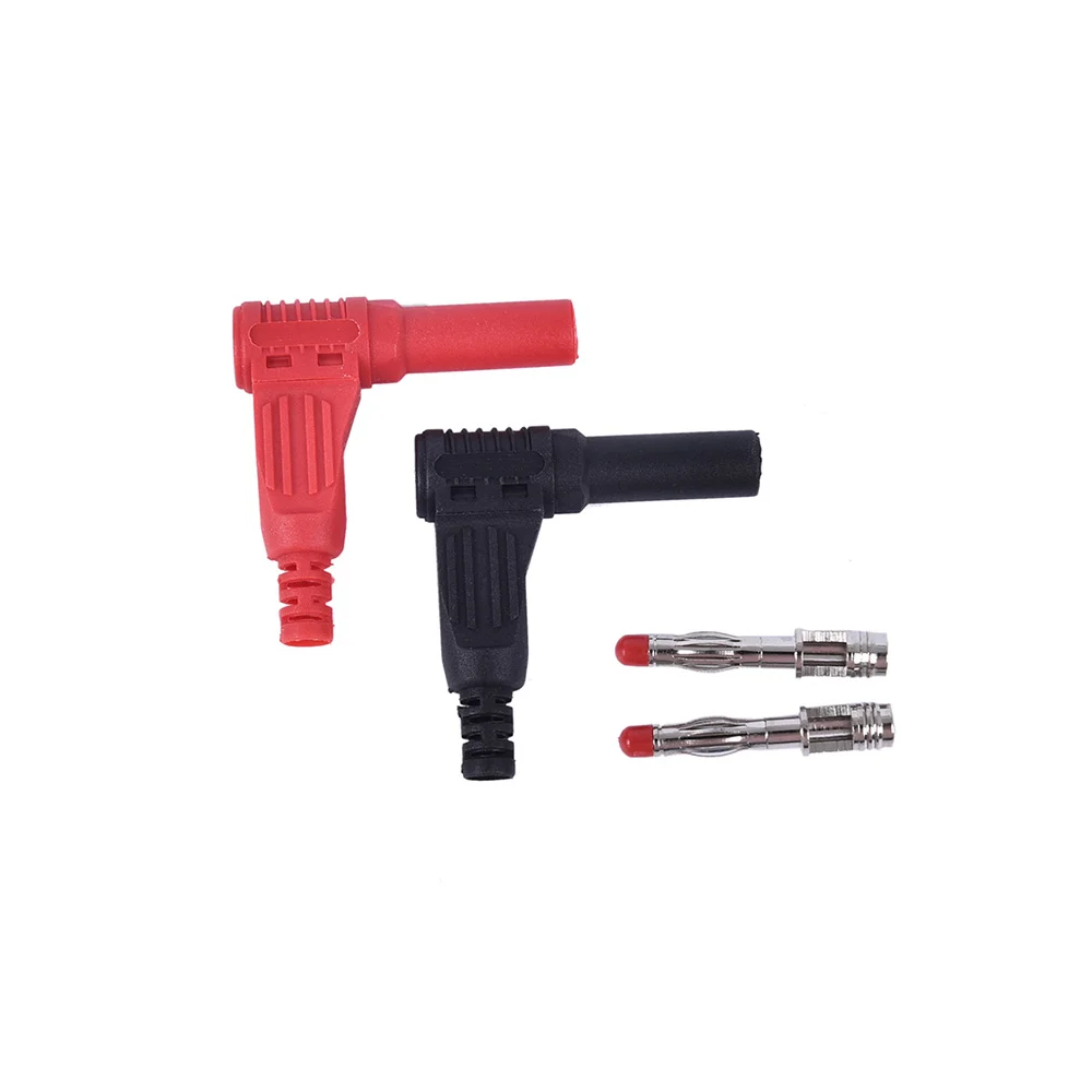 New 1pair 4mm Male Right Angle Insulation Wire Solder Type DIY Banana Plug Connector