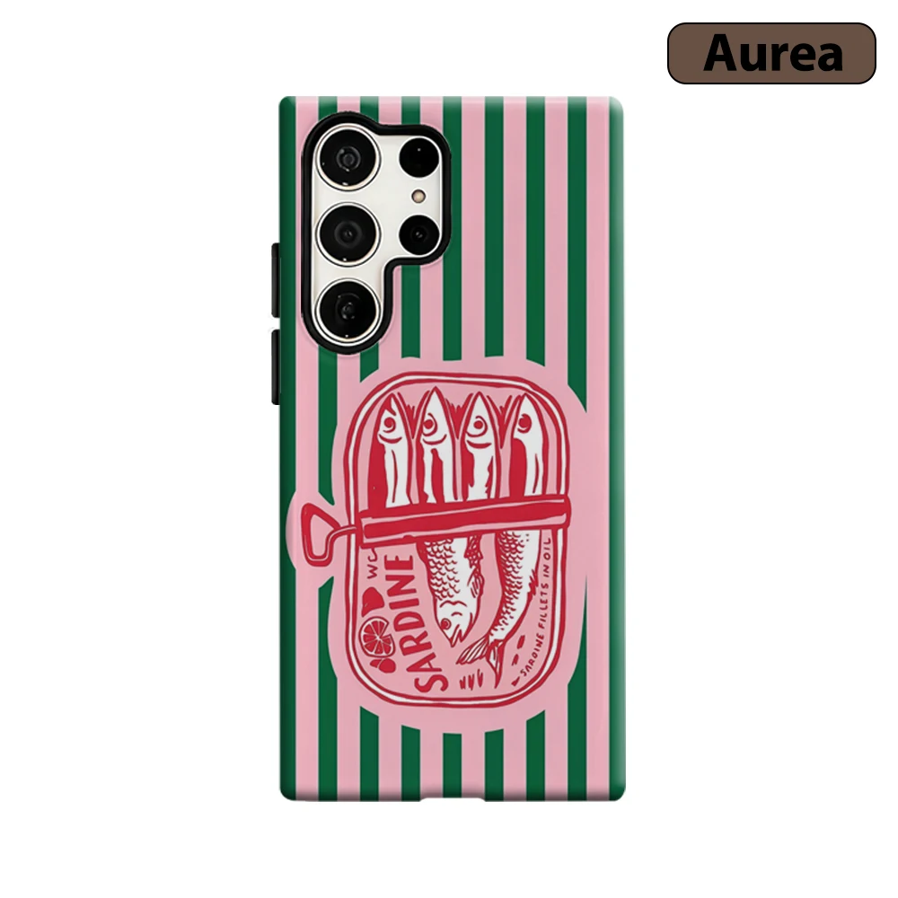 Sardine Can Phone Case for Samsung Galaxy S25 Ultra S24 S23 Ultra Plus Shockproof Double Layer Tough Back Cover