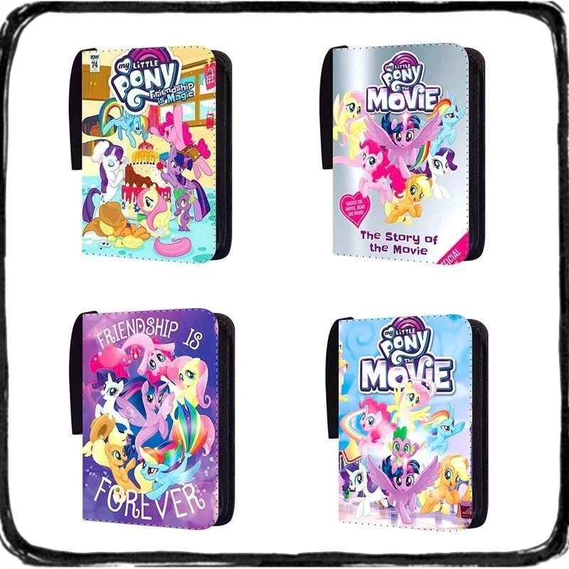 

Стильный держатель для коллекционных карточек My Little Pony с 9 карманами, аниме-бумажник для карточек с 50 внутренними страницами, на молнии, вмещает до 900 карт