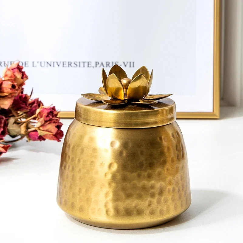 

Imported European Brass Storage Jar Handmade Hammer Pattern Ideal for Tea Coffee Candies Home Decoration Gift