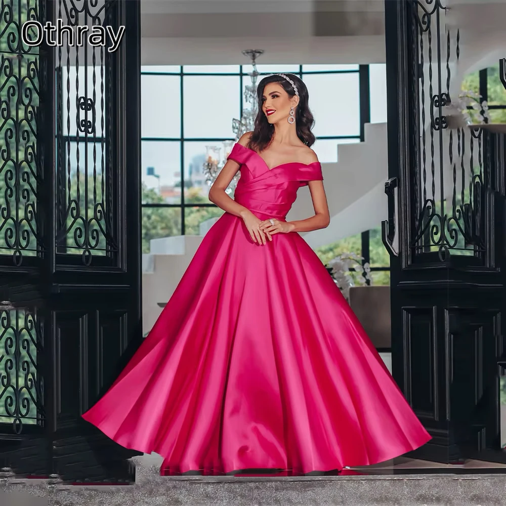 

Othray Off Shoulder Satin Dresses for Women Party Wear Evening A-line Elegant Gowns Prom Formal Long Luxury Cocktail Wear