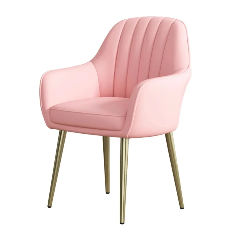 

Modern Light Luxury Home Dining Chair Leather Nordic Pink Backrest Book