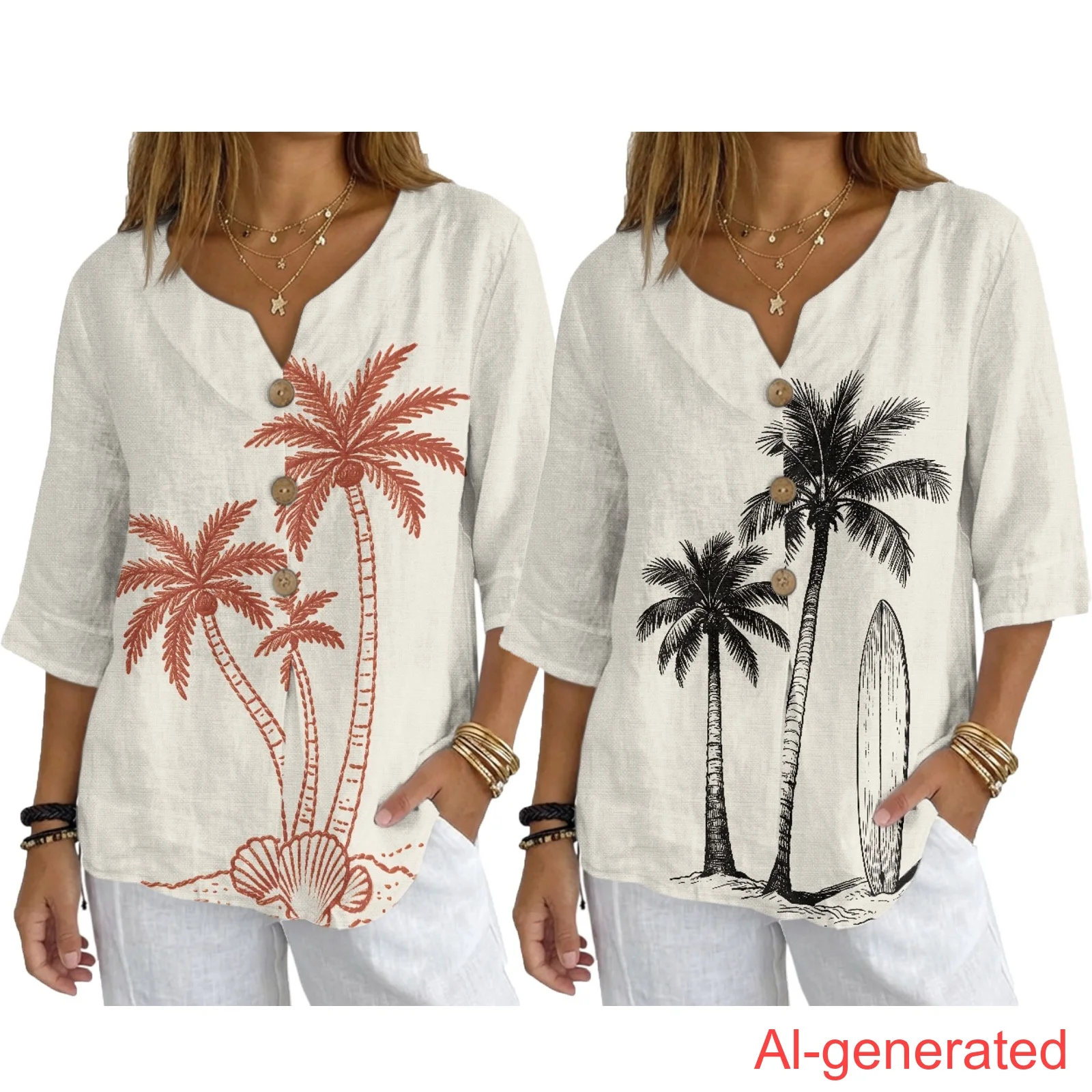 

INSTANTARTS Women'S Linen Short-Sleeved Shirt Summer Commuter T-Shirt Soft Breathable Loungewear Cool Summer Outfits