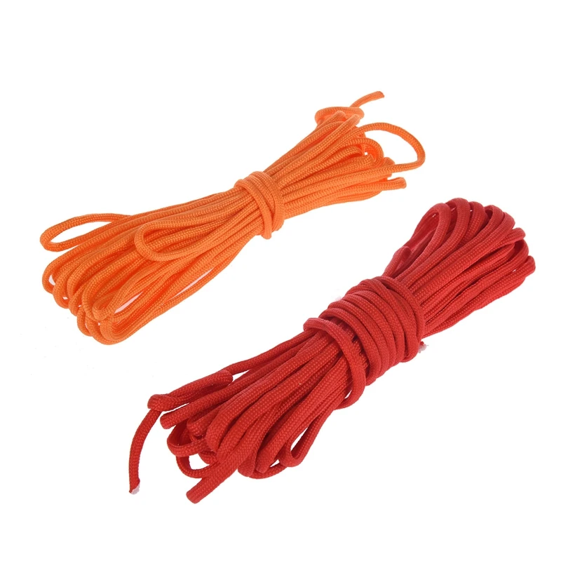 2 Pcs 25FT Paracord 550 Parachute Rope 7 Core Strand For Climbing Camping Buckle Rope, Orange & Red