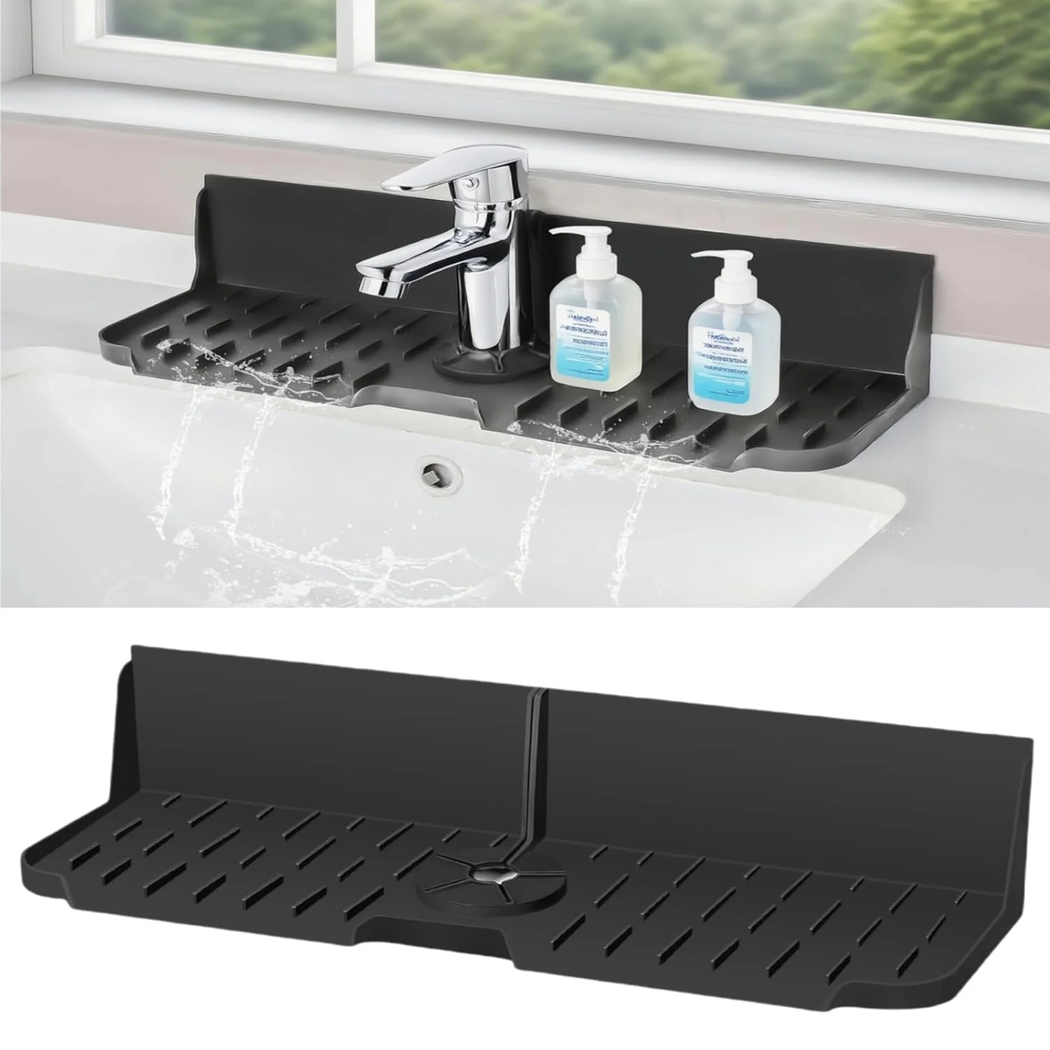 

Силиконовый коврик для смесителя, держатель для губки и моющего средства, сушилка для раковины, защита от брызг для кухонной столешницы и ванной комнаты, дренажный коврик