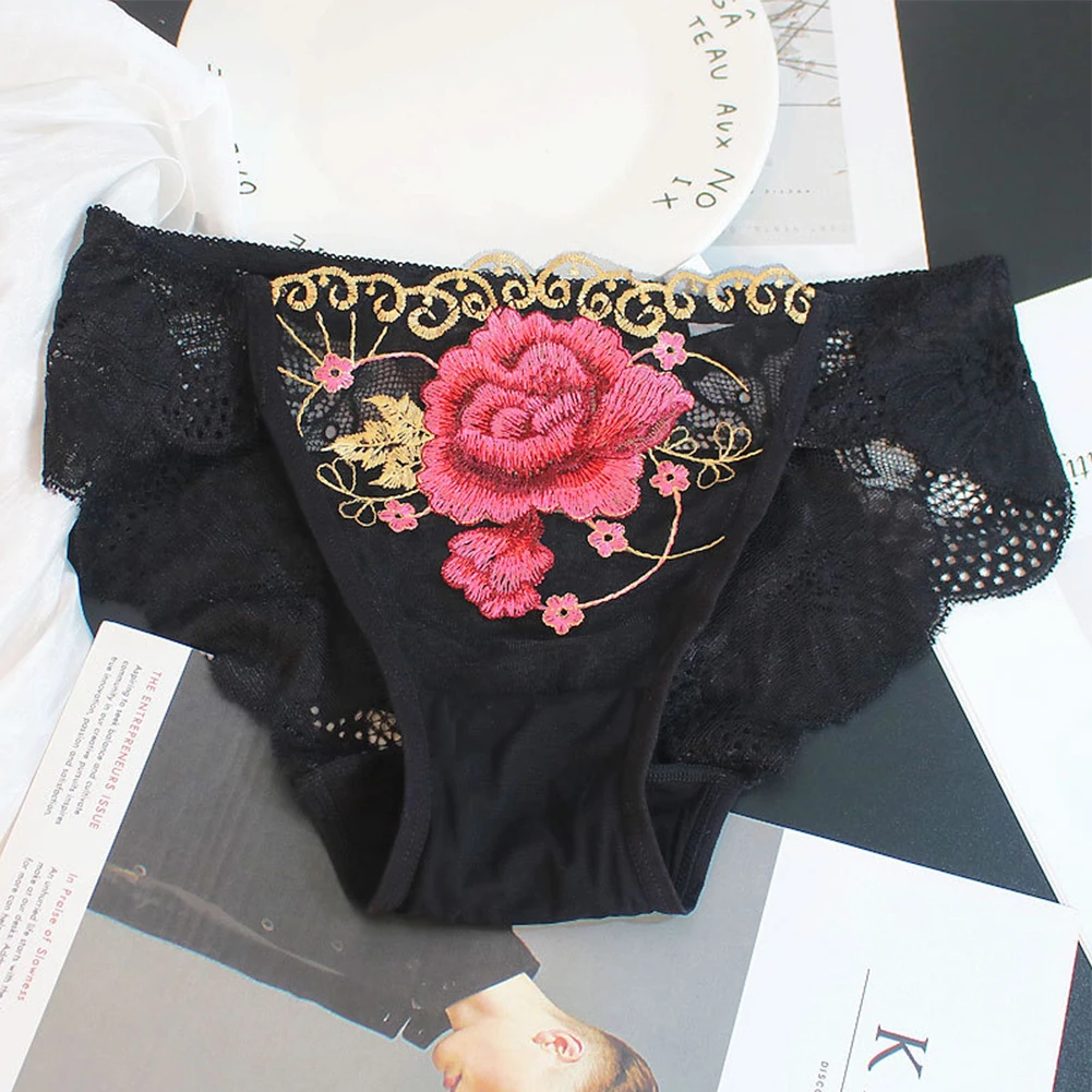 

Underpants Underwear Women See Though Sexy Skin-Friendly Thongs Traceless Women's Underwear Womens Embroidery