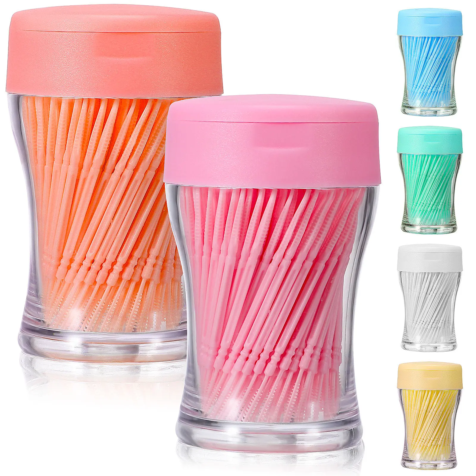 6 Boxes Toothpicks Flossers Double-End Interdental Cleaner Plastic Toothpick with Conical Tip Fishbone Brush Easy Carry