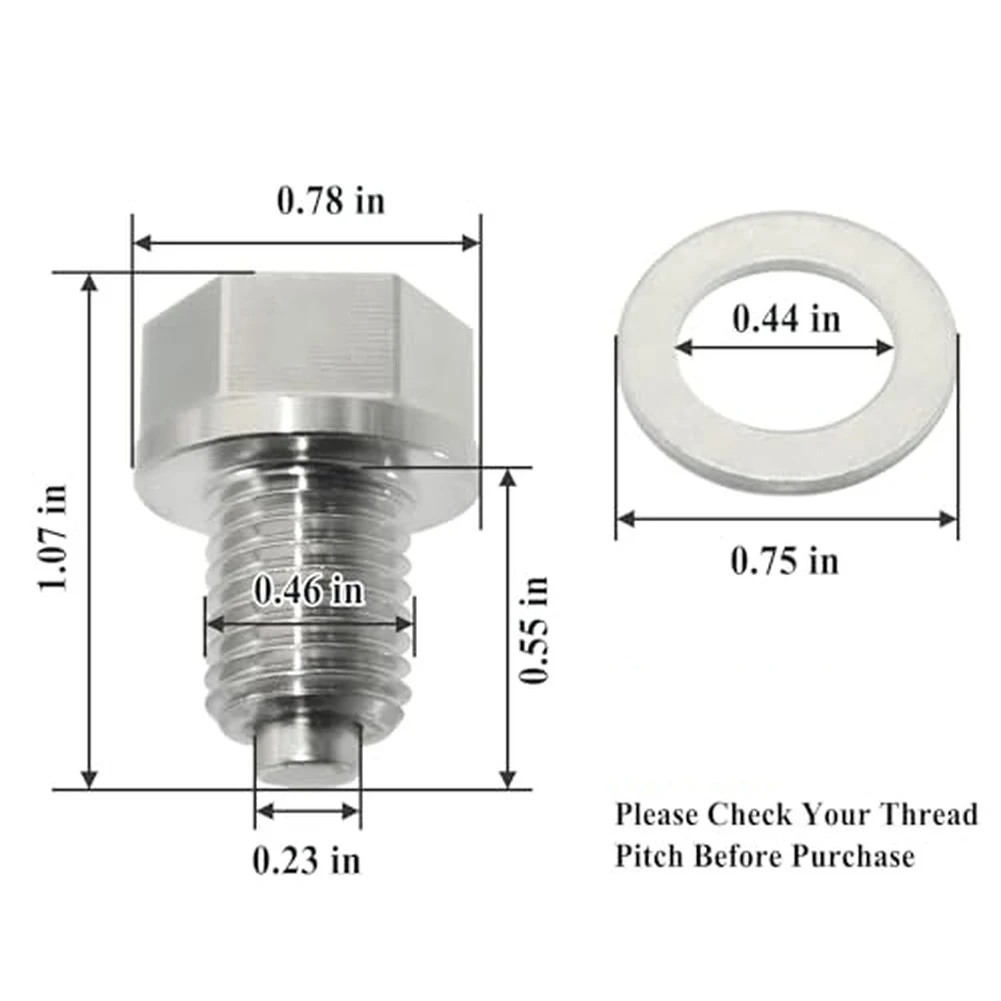 

2Pcs Magnetic Oil Drain for M12x1 5 Thread with Gasket Engine Component Designed to Capture Metal Debris and Improve Oil Flow